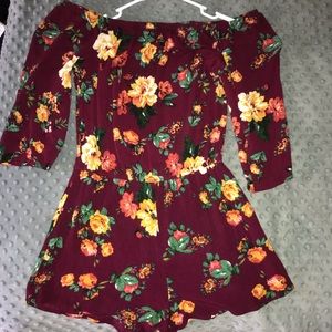floral burgundy romper